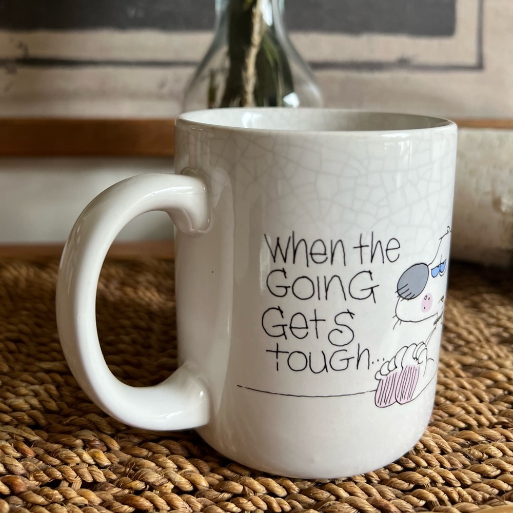 Vintage 1988 Novelty “The Tough Get Some Coffee” Cartoon Dog Mug - Picture 6 of 8